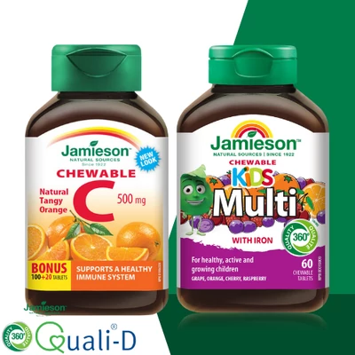 Jamieson C-vitamin 500mg narancs rágótabletta + Multi Kids szopogatótabletta 60x