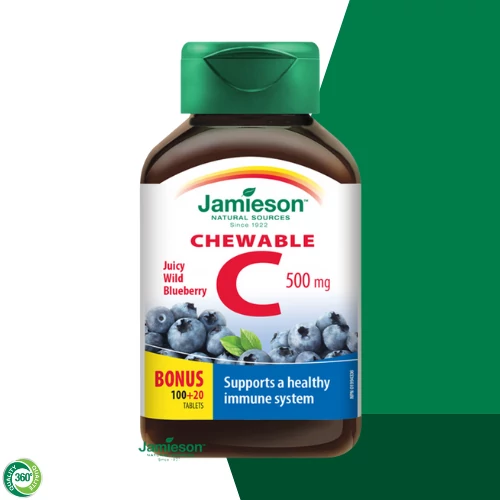 Jamieson C-vitamin 500 mg kék áfonya ízű, szájban oldódó 120 tbl.