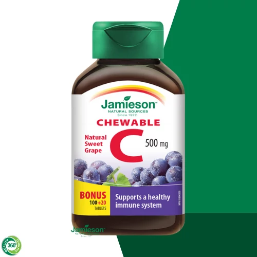 Jamieson C-vitamin 500mg rágótabletta -szőlő ízesítéssel 120x