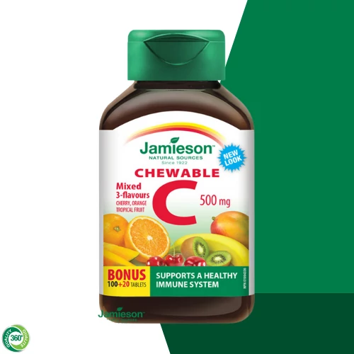 Jamieson C-vitamin 500mg rágótabletta - vegyes gyümölcs ízesítéssel 120x