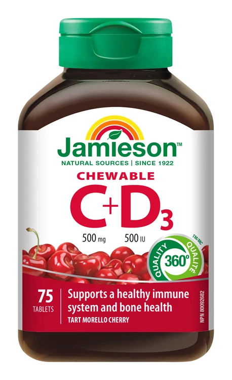 Jamieson C+D vitamin 500mg rágótabletta 75x