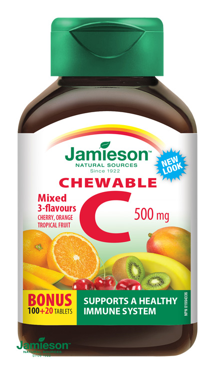 Jamieson C-vitamin 500mg rágótabletta - vegyes gyümölcs ízesítéssel 120x